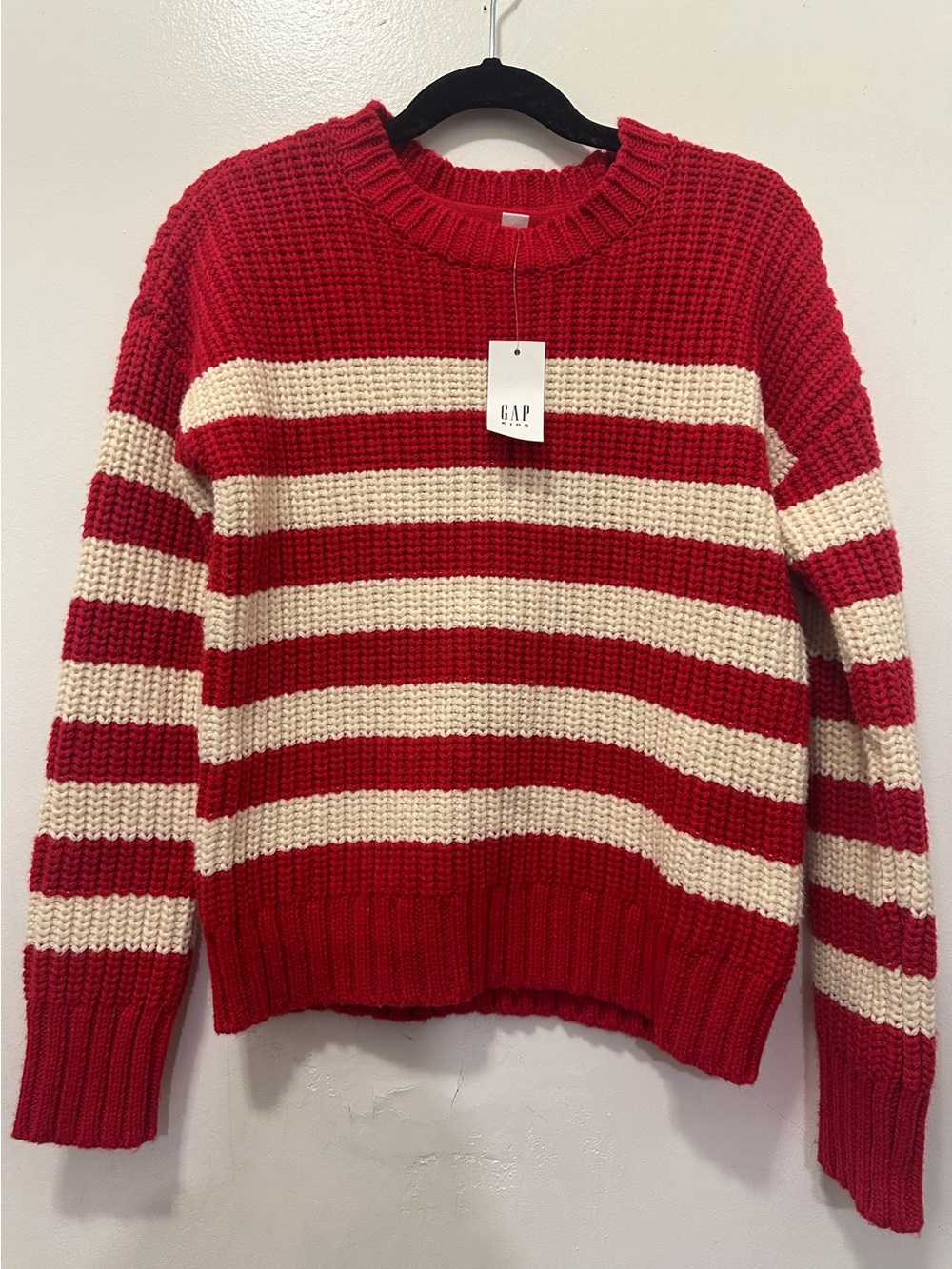 New! GAP Kids Chunky Ribbed Knit Crewneck Sweater Cotton/Nylon/Wool Blend Sz M